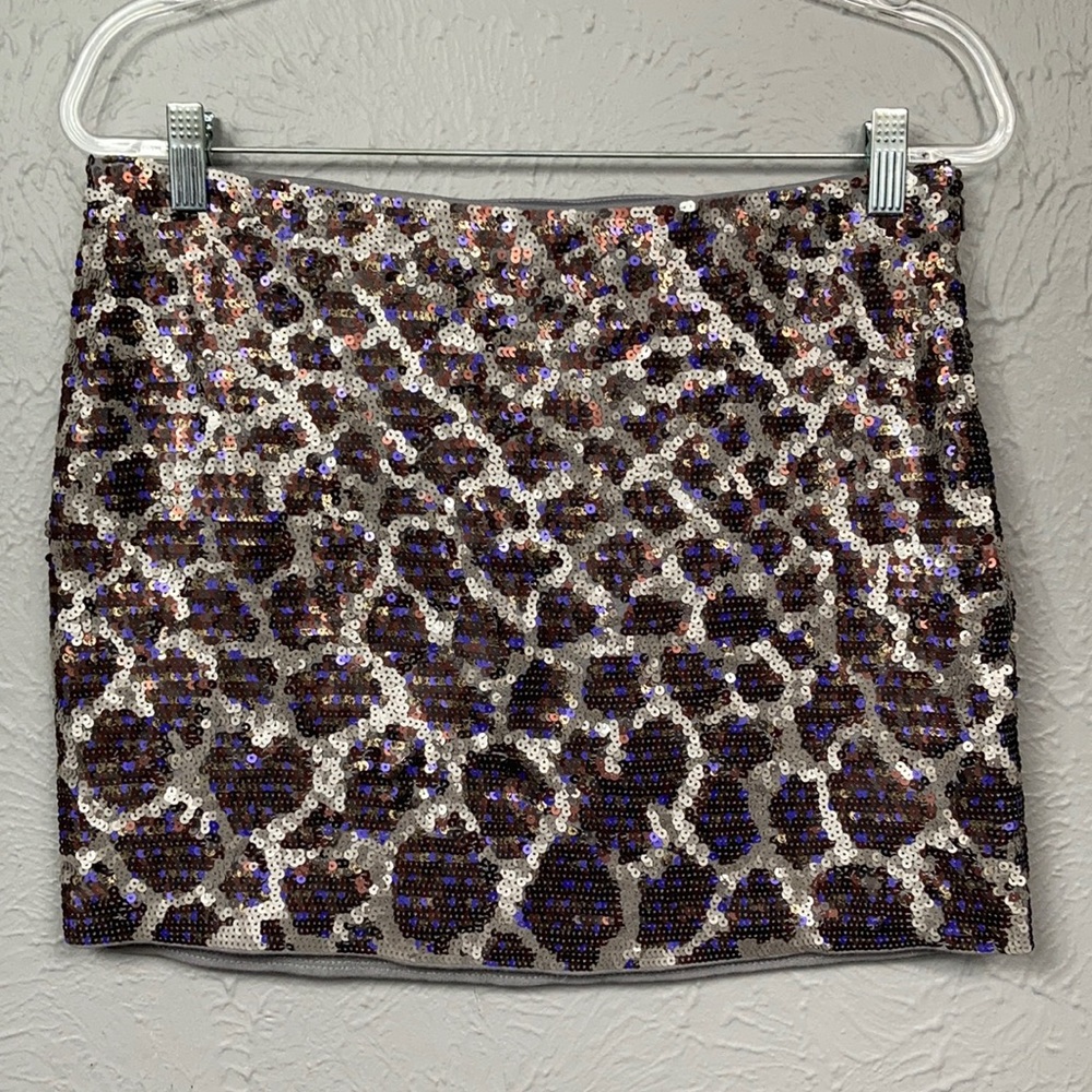 Express Grey Multicolored Sequin Mini Skirt Size Medium